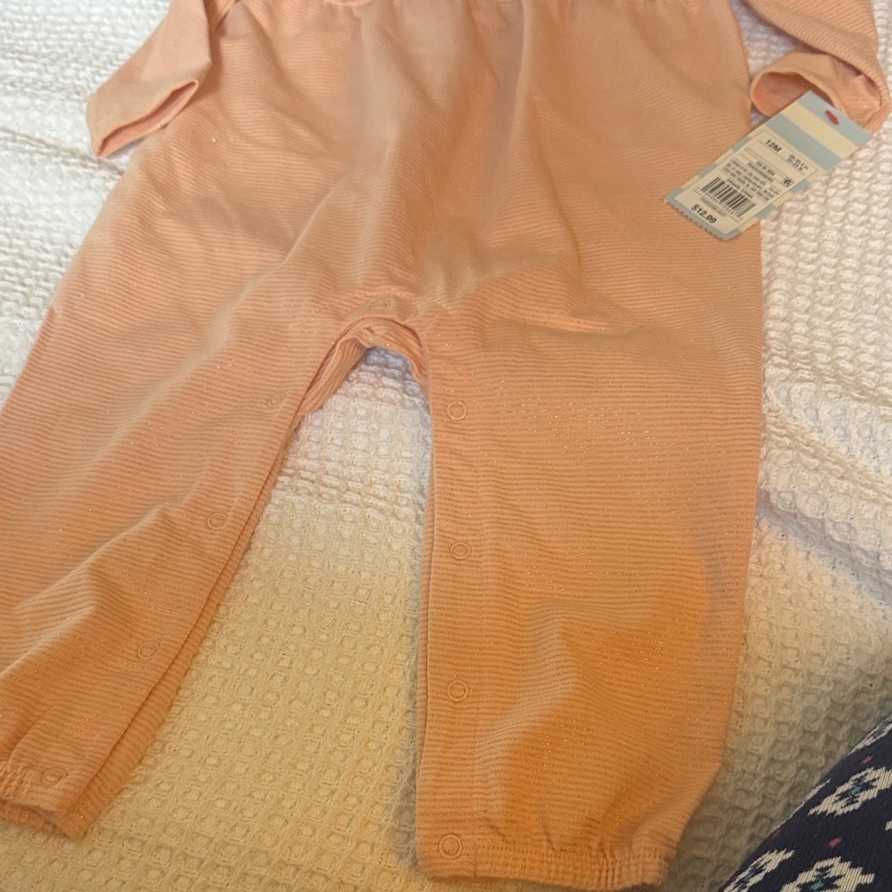 Peach Pink Ruffled Long-Sleeve One-Piece for Kids - Picture 4 of 4